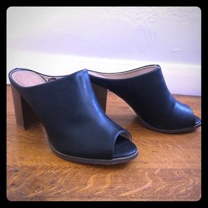 Seven7 - black, block heel, open toe, mule shoes